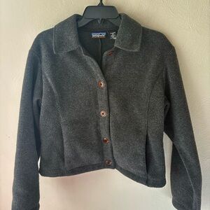 Patagonia Vintage Charcoal Gray Synchilla Button Front Jacket